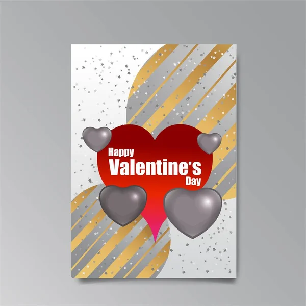 Abstract Valentine Day Page Design Web Print Heart Stars Love — Διανυσματικό Αρχείο