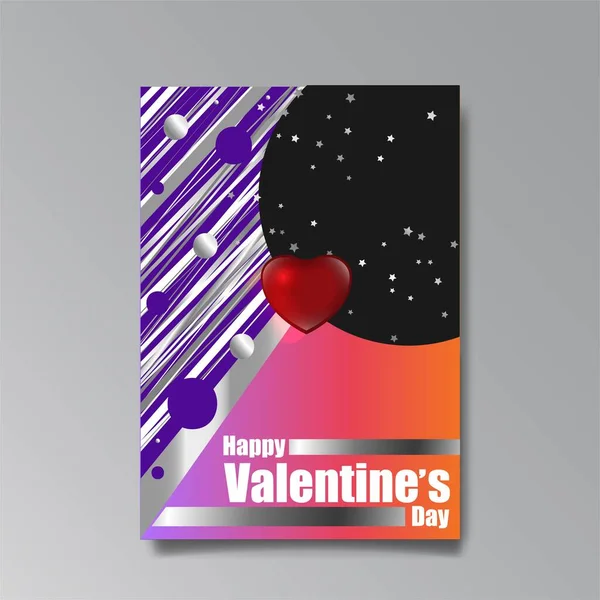 Abstract Valentijnsdag Pagina Ontwerp Voor Web Print Met Hart Sterren — Stockvector