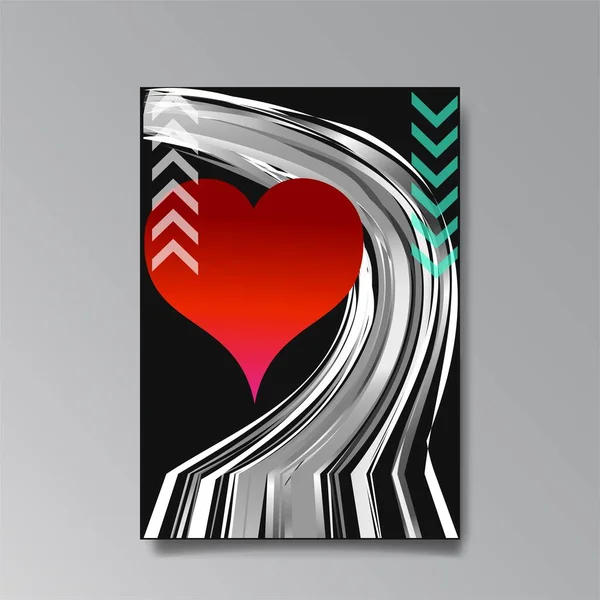 Abstract Valentine Day Page Design Web Print Heart Stars Love — стоковый вектор