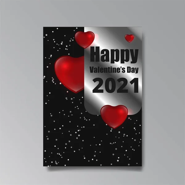 Abstract Valentine Day Page Design Web Print Heart Stars Love — Διανυσματικό Αρχείο