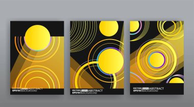 Sarı yaratıcı fütürist soyut vektör arka planı, dinamik modern sarı sayfa tapınakları seti, yaz titreşimleri geometrik çizgiler ve noktalar tasarımı, parlak zarif lüks davetiye, el ilanı veya kapak 