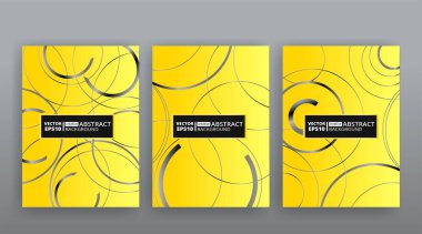 Yellow and silver abstract futuristic templates set, modern creative vector pattern design for web and print decoration, summer vibes, luxury minimal pattern  banner design dynamic geometric cover