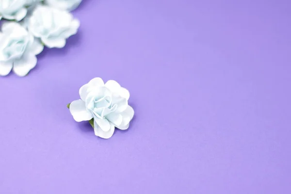 Blumiger Rahmen Blaue Blumen Auf Lavendelgrund März Valentinstag Datierung Hochzeit — Stockfoto