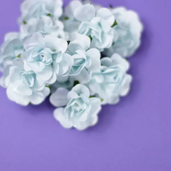 Blommig Ram Blå Blommor Lavendel Bakgrund Mars Alla Hjärtans Dag — Stockfoto