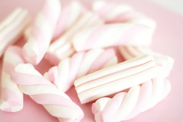 Marshmallow Verschillende Vorm Patroon Achtergrond Pastel Kleur Dessert Zoet Eten — Stockfoto