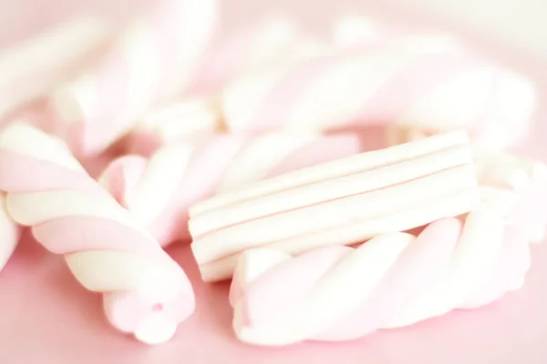 Marshmallow Verschillende Vorm Patroon Achtergrond Pastel Kleur Dessert Zoet Eten — Stockfoto