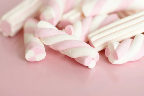 Marshmallow Verschillende Vorm Patroon Achtergrond Pastel Kleur Dessert Zoet Eten — Stockfoto