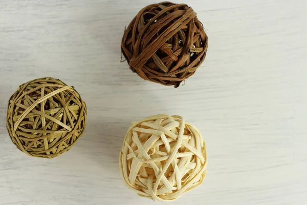 Rattan dry decorative balls, natura decoration for home, wooden craft sphere for house decor. 