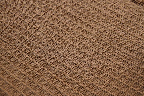 Material Patrón Textil Gofre Marrón Beige Ropa Tejida Tela — Foto de Stock