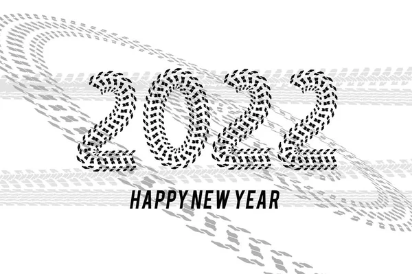 Obrázky 2022 Vykreslily Stopy Pneumatik Novoroční Nápis — Stock fotografie