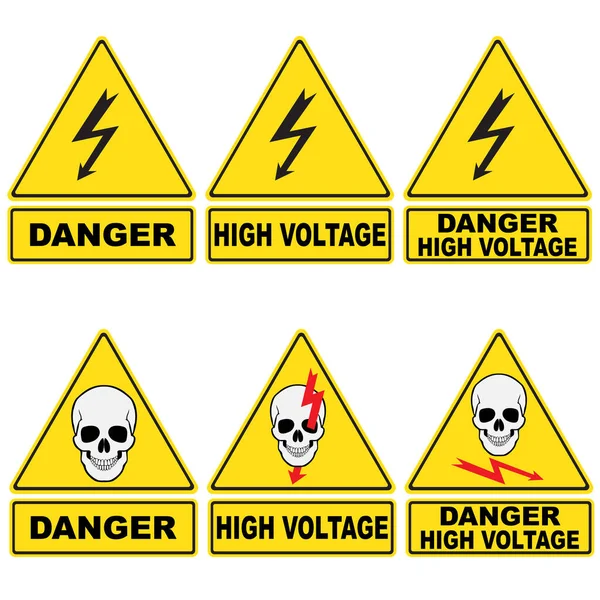 Set Segni Con Fulmine Teschio Indicare Alta Tensione — Vettoriale Stock