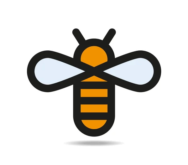 Bijen Lineaire Tekening Honingraat — Stockvector