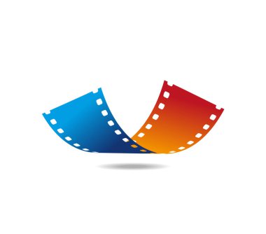 Renkli film şeridinin eğri bir parçası. Film makarası
