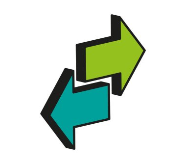 Zıt yönlere bakan iki yeşil ok.