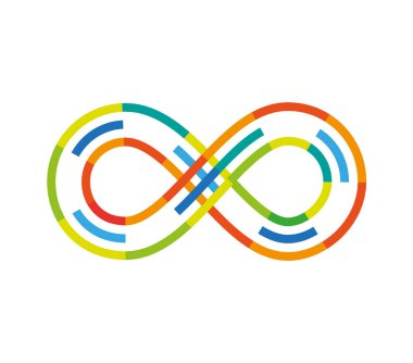 Üç kırık çizgiden oluşan renkli mobius döngüsü
