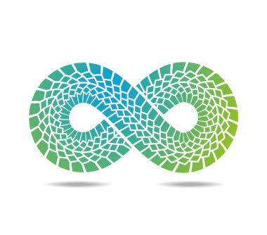 Mobius döngüsü mavi ve yeşil lastik izlerinden oluşur. Yılan derisi.