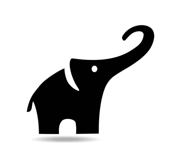 Logotipo Elefante Forma Simples Preto — Vetor de Stock