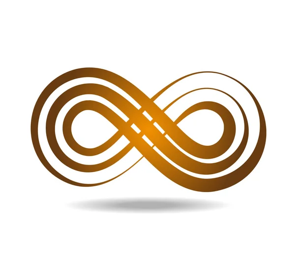 Golden Mobius Loop Sign Infinity Made Three Lines Heterogeneous Thickness — Stock Vector