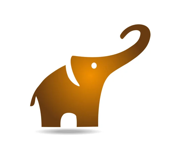 Logo Éléphant Heureux Simple Doré — Image vectorielle