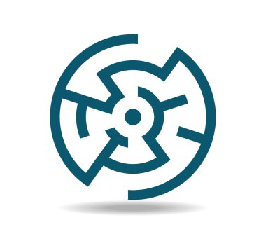 Yuvarlak gri labirent. Labirent şeklinde bir logo.