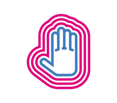 Mavi el üç morumsu çizgiyle özetlenmiş.