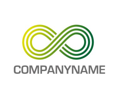 Yeşilliklerdeki sonsuzluğun işareti. Mobius döngüsü. Üç satır. Logoyu hazırla