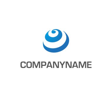 Blue spiral on sphere. Ready logo