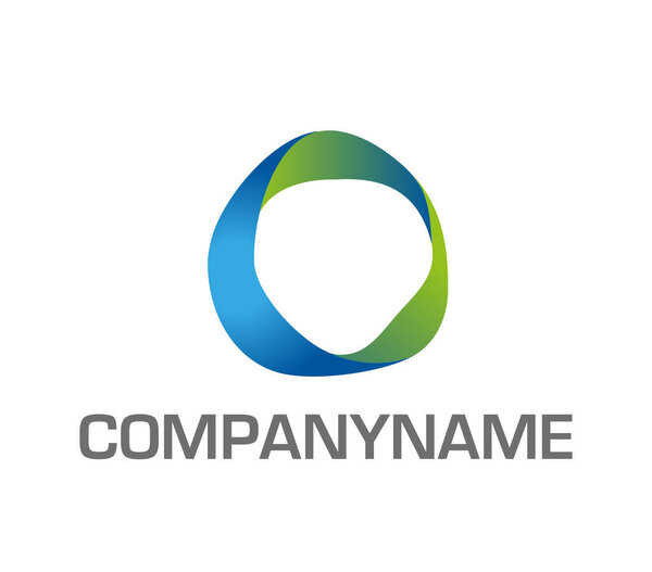 Mobius loop in greens and blues. Freehand drawing. Ready logo