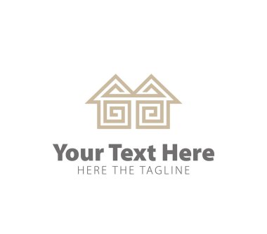 İki evin silueti şeklinde bir labirent gibi. Labirent. Logoyu hazırla