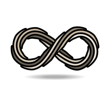 Gri tonlarda ipten yapılmış Mobius ilmiği. sonsuzluk sembolü