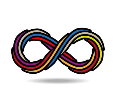 Mobius ilmiği renkli ip parçasından yapılmış. sonsuzluk sembolü