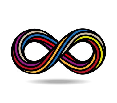 Mobius ilmiği renkli ip parçasından yapılmış. sonsuzluk sembolü