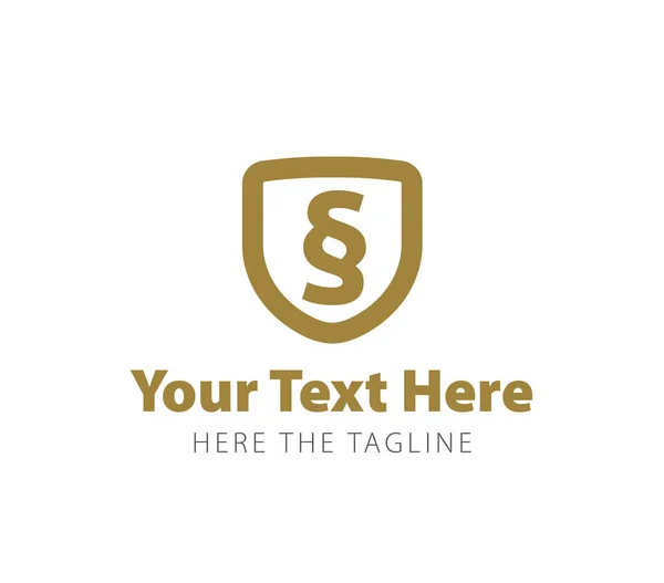 Gouden Paragraaf Het Schild Gebruiksklaar Logo Voor Advocaten — Stockvector