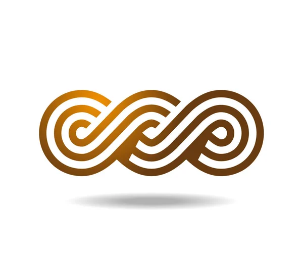 Linear Golden Celtic Greek Pattern Woven Three Lines Infinity Symbol — Stock Vector