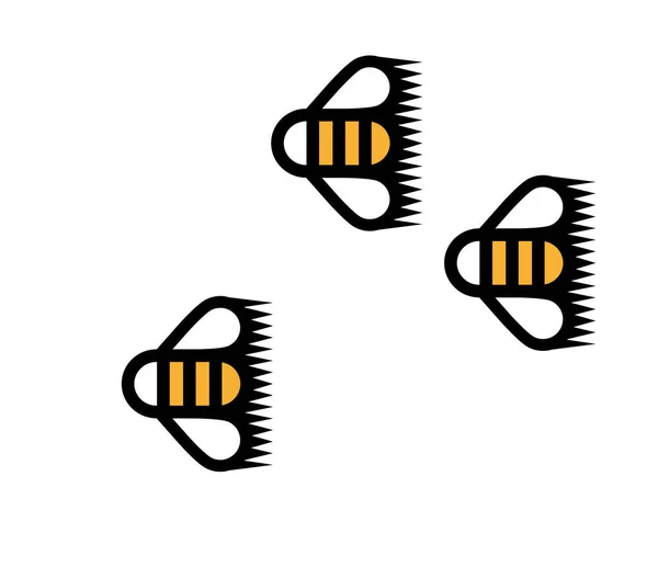 Dibujo Lineal Abejas Voladoras Peine Miel Prisa — Vector de stock