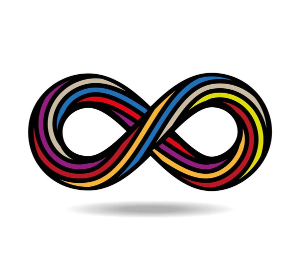 Boucle Mobius Corde Colorée Symbole Infini — Image vectorielle