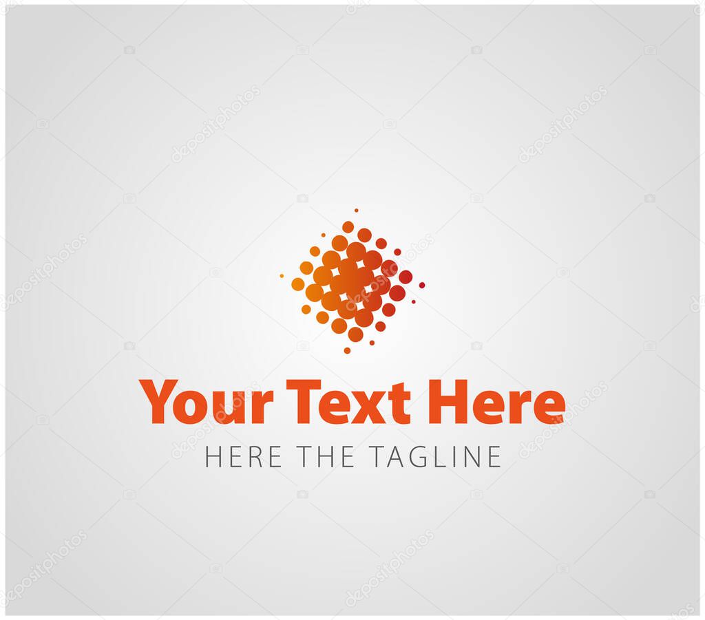 Reddish printing raster in an square. Ready logo