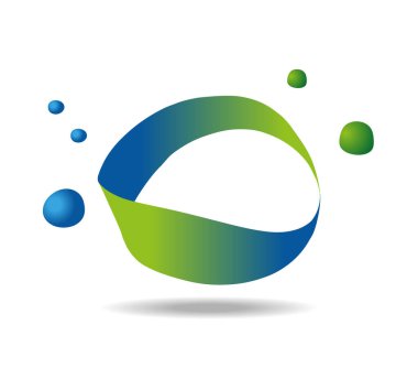 Yeşil ve mavi baloncuklu Mobius ilmiği. Sonsuzluk işareti. Serbest çizim