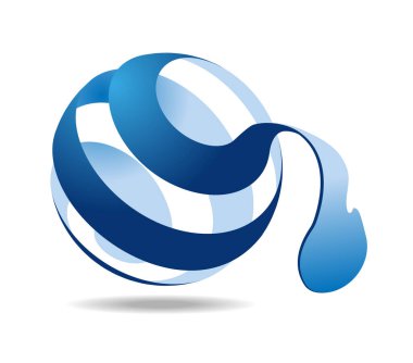 Şeffaf bir topta olağanüstü bir şekilde düzenlenmiş kurdeleler. Mavi bir top soyuluyor