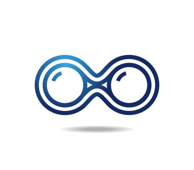 Dürbün simgesi. Stilize edilmiş doğrusal minimalist dürbünler. Mobius döngü sonsuzluk işareti. Sekiz numara.