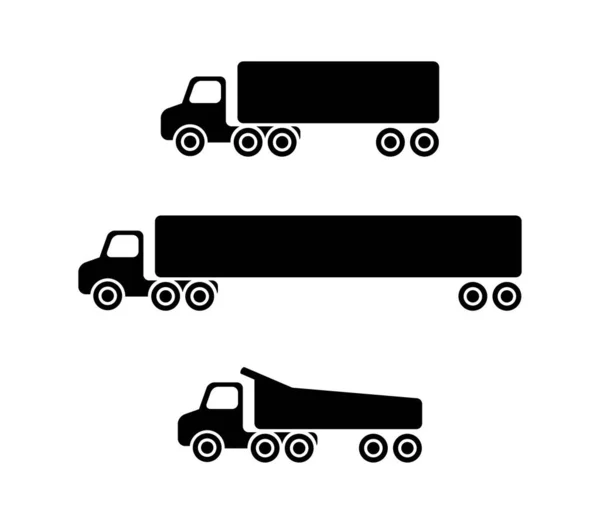 Φορτηγά Και Τρόλεϊ Σύνολο Από Μεγάλα Αυτοκίνητα Μεταφοράς Πολύ Μακρύ — Διανυσματικό Αρχείο