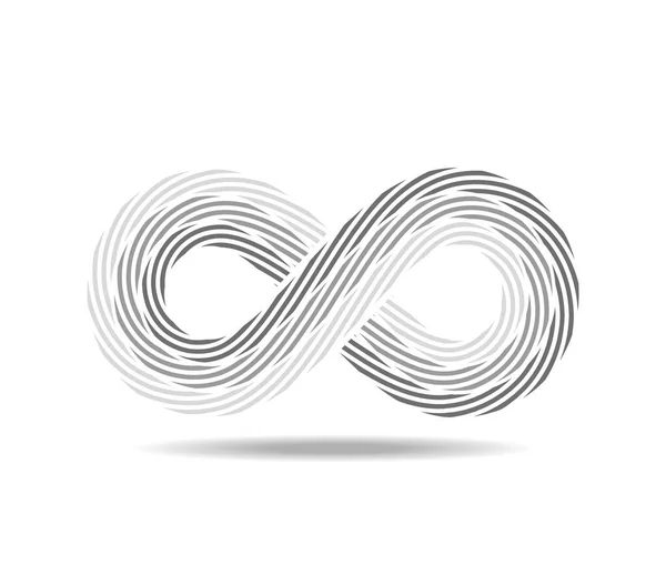 Mobius Ögla Gjord Tre Grå Rep Oändlighetssymbol Gjord Trådar Nummer — Stock vektor