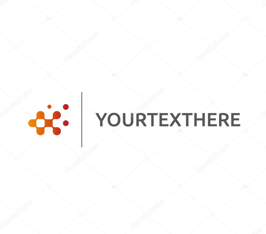 Ready logo with orange printing raster louvre in an square