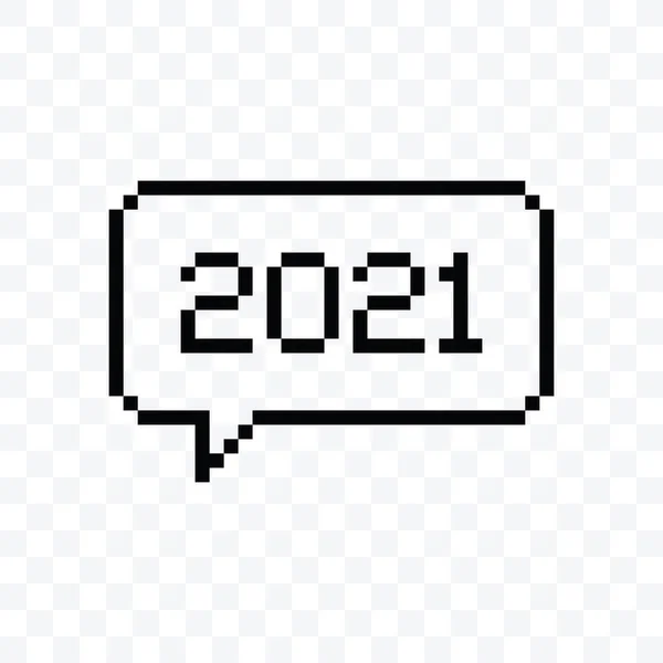 Jahr 2021 Sprechblase Pixel Art Style Vektor Illustration Auf Transparentem — Stockvektor
