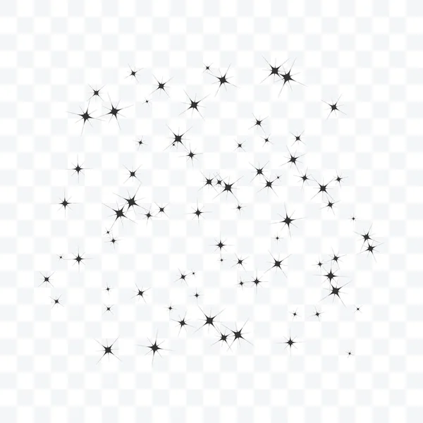 天空上的星星图标简单平坦 明亮的恒星在透明的背景上闪烁着完美的黑色象形文字 — 图库矢量图片