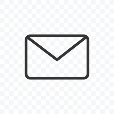 Taslak zarf veya ileti ikonu vektör illüstrasyonu izole işaret sembolü - şeffaf arkaplanda siyah ve beyaz biçiminde.