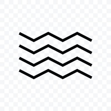 Dalga ikonu vektör illüstrasyonu izole işaret sembolü - şeffaf arkaplanda siyah ve beyaz biçim.