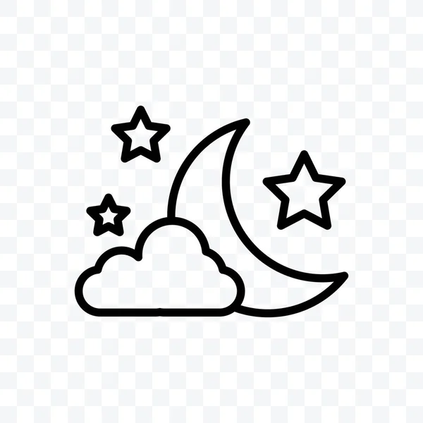 Icono Luna Noche Ilustración Vectorial Símbolo Signo Aislado Estilo Blanco — Archivo Imágenes Vectoriales