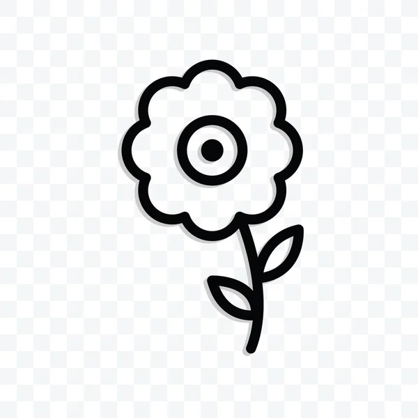 Květinová Ikona Vektorové Ilustrace Izolované Znamení Symbol Černý Bílý Styl — Stockový vektor