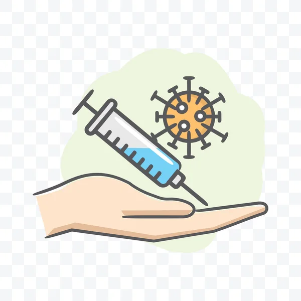 Corona Virus Vaccin Hand Pictogram Vector Illustratie Geïsoleerd Teken Symbool — Stockvector